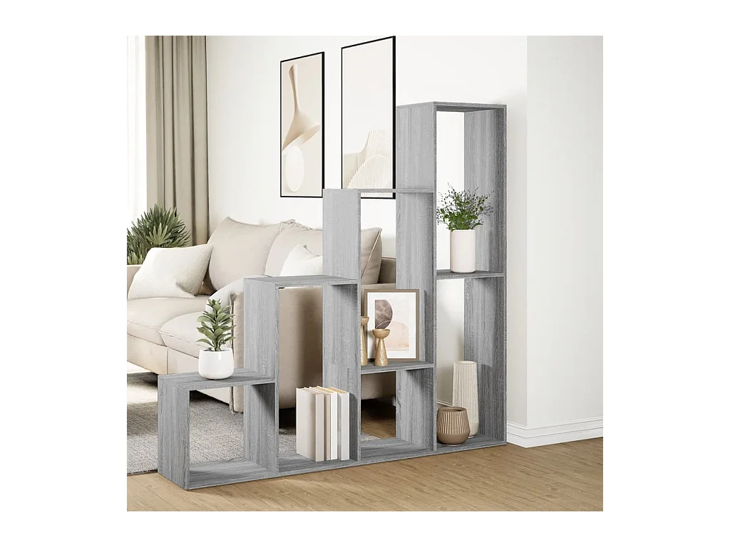 Étagère séparatrice de pièce 4 niveaux sonoma gris