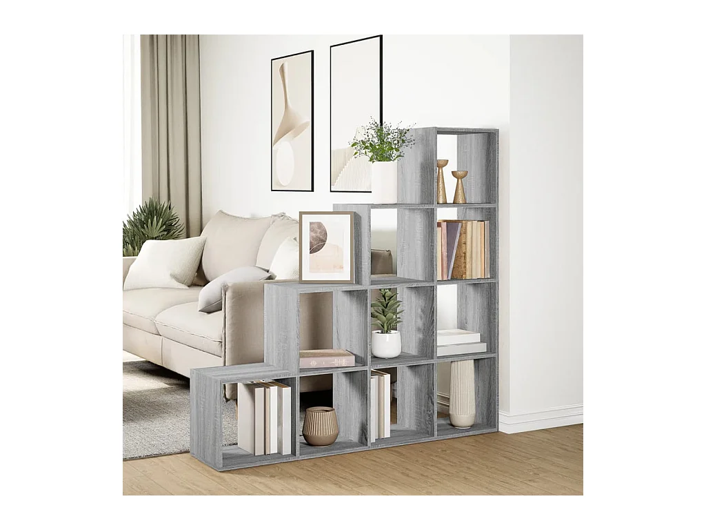 Étagère séparatrice de pièce 4 niveaux sonoma gris