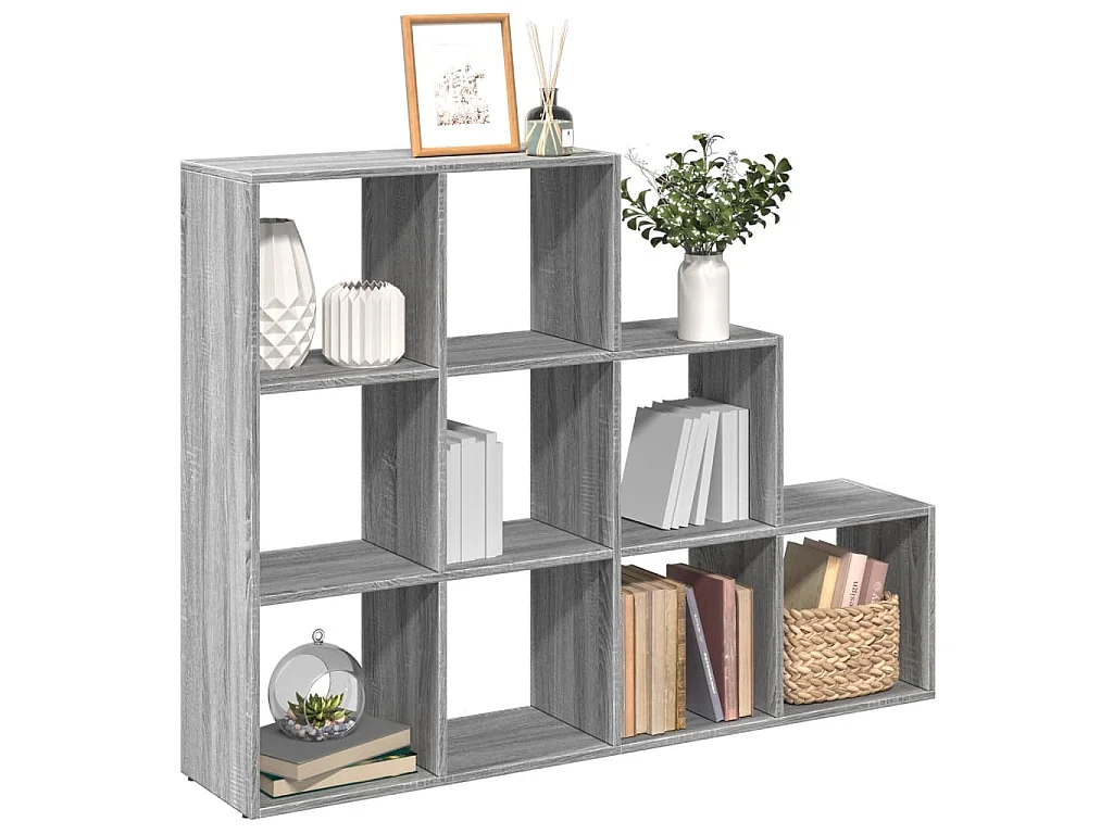 Raumteiler-Bücherregal 3 Stufen Grau Sonoma 137,5x29x103,5 cm