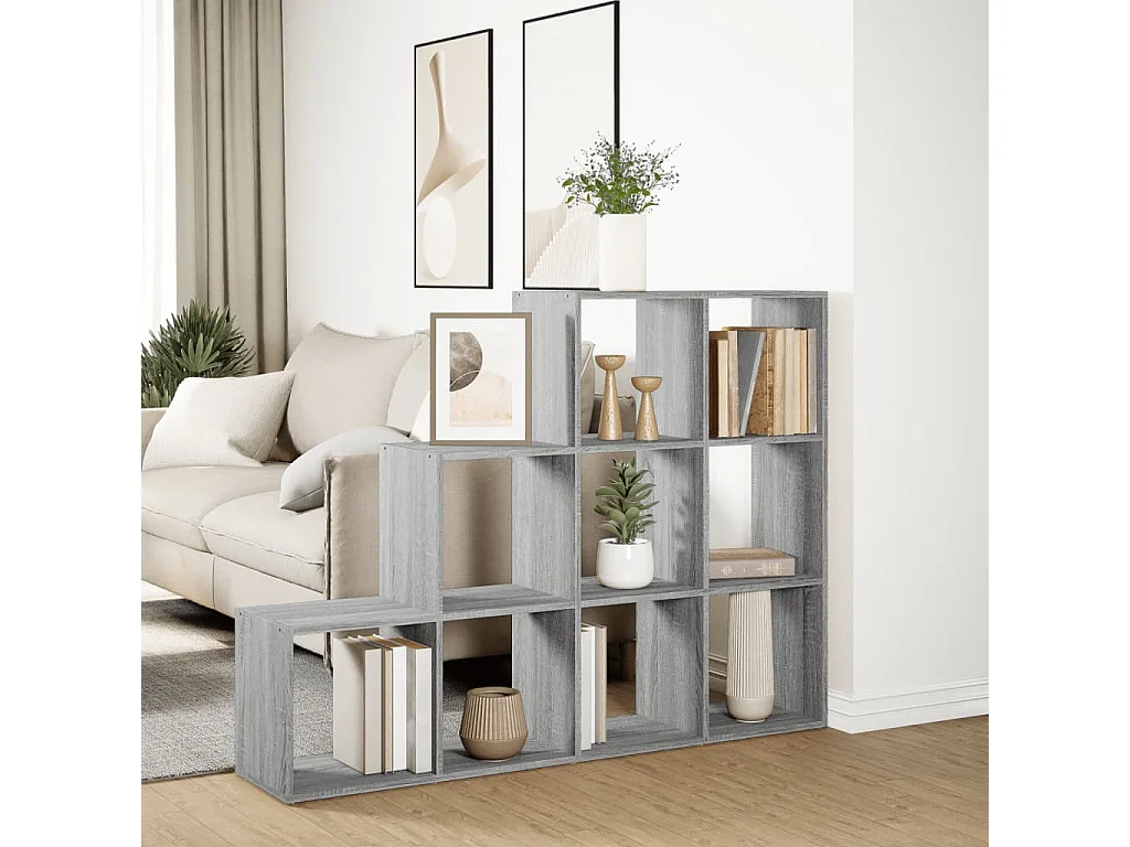 Raumteiler-Bücherregal 3 Stufen Grau Sonoma 137,5x29x103,5 cm
