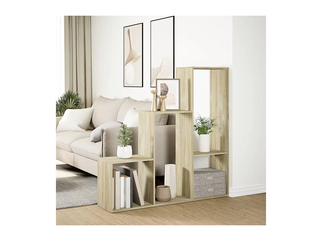 Étagère séparatrice de pièce 3 niveaux chêne sonoma
