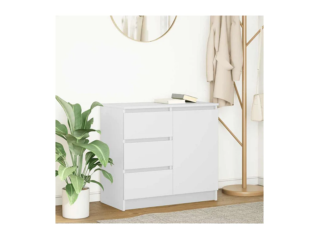 Buffet avec tiroir blanc 71x35x65 cm bois d'ingénierie