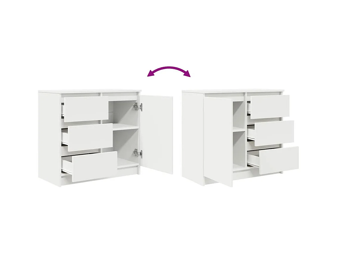 Buffet avec tiroir blanc 71x35x65 cm bois d'ingénierie