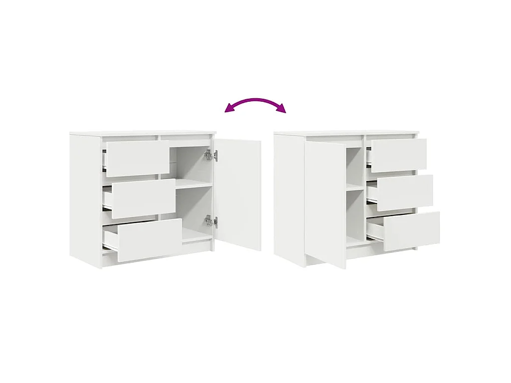 Buffet avec tiroir blanc 71x35x65 cm bois d'ingénierie
