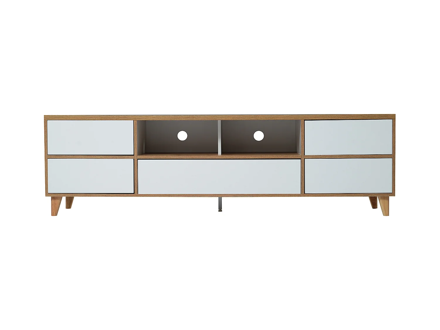 Meuble TV, lowboard, meuble de salon aux coloris blanc et bois.style maison de campagne naturelle