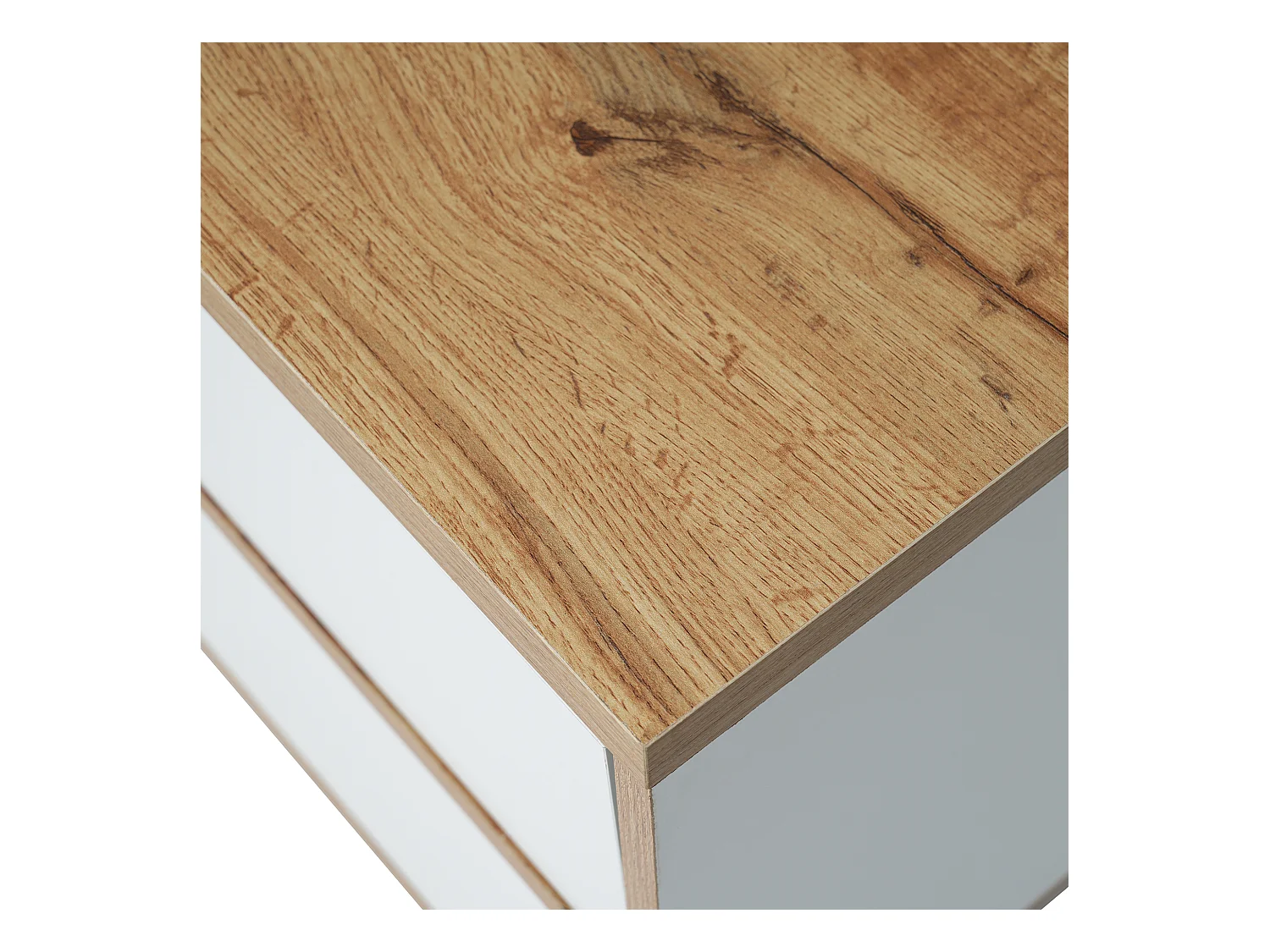 Meuble TV, lowboard, meuble de salon aux coloris blanc et bois.style maison de campagne naturelle