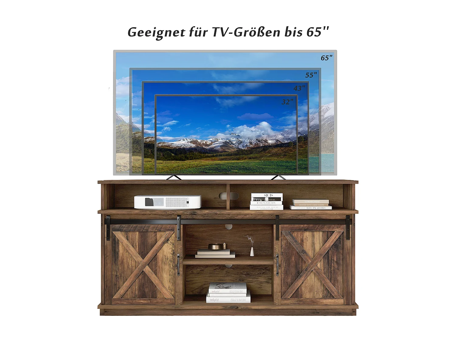 TV-kast, dressoir, keukenkast, bijzetmeubel, met 2 schuifdeuren