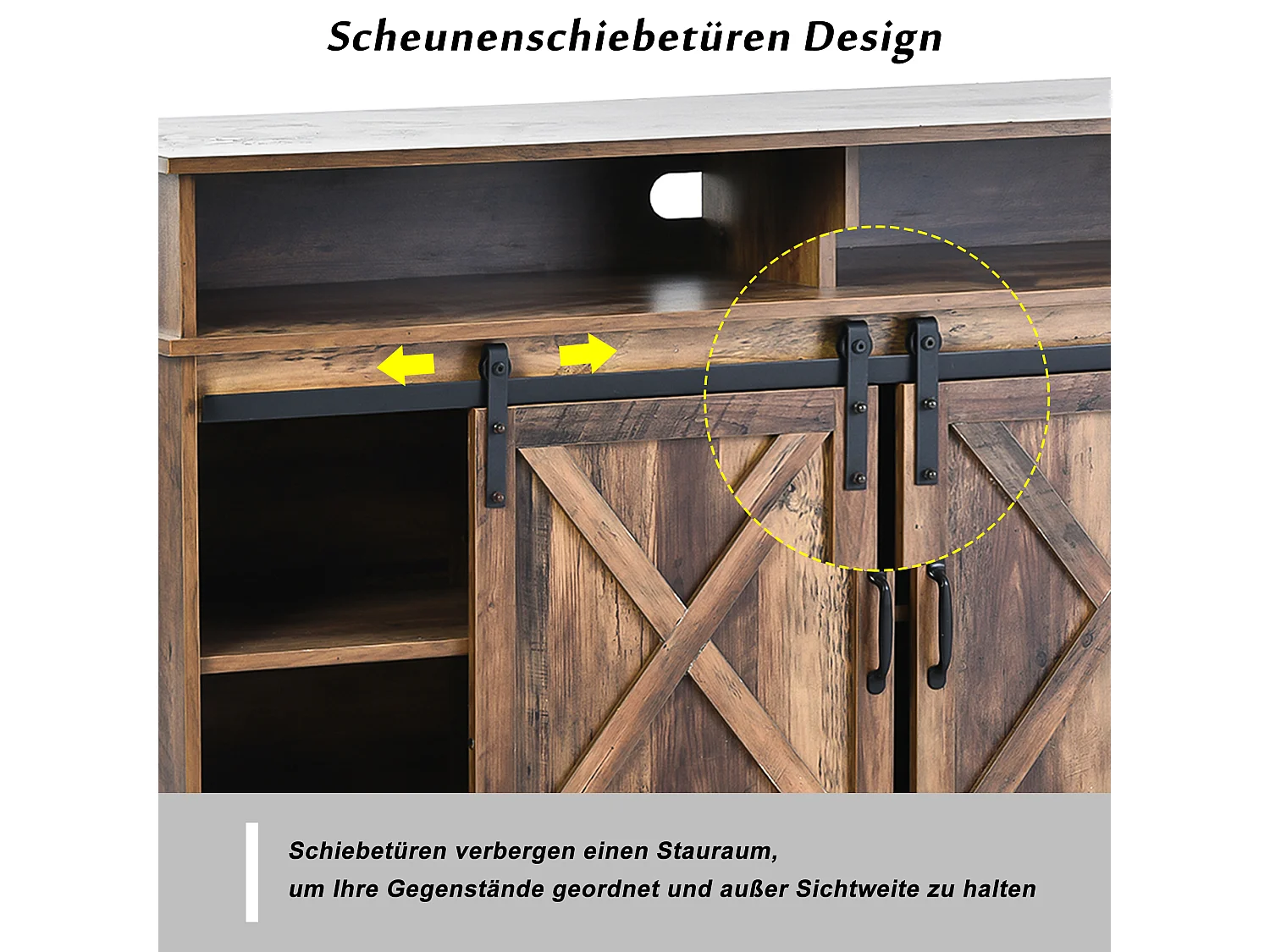 TV-kast, dressoir, keukenkast, bijzetmeubel, met 2 schuifdeuren