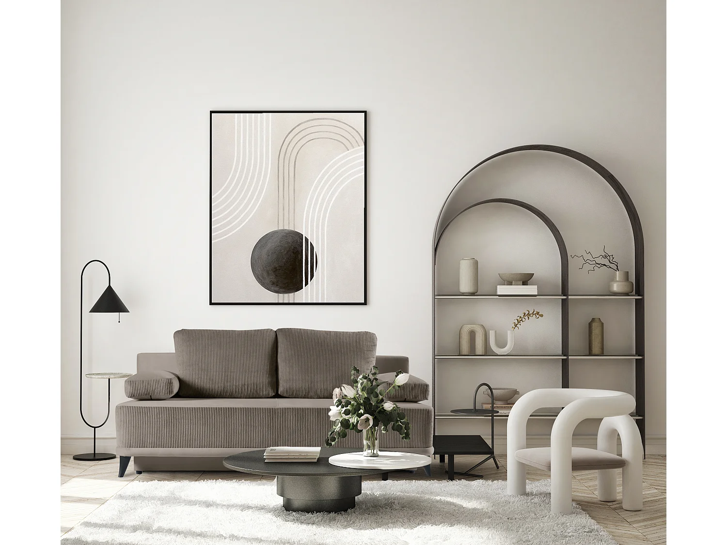 Schlafsofa Skont - Samtstoff - Drei-Personen - braun