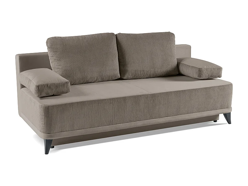 Canapé convertible Skont - velours - 3 places - brun