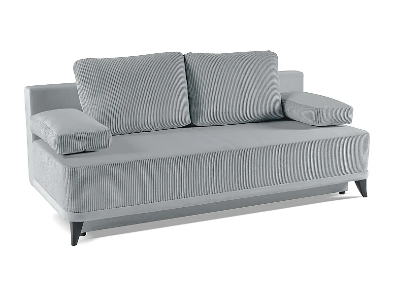 Canapé convertible Skont - velours - 3 places - gris clair