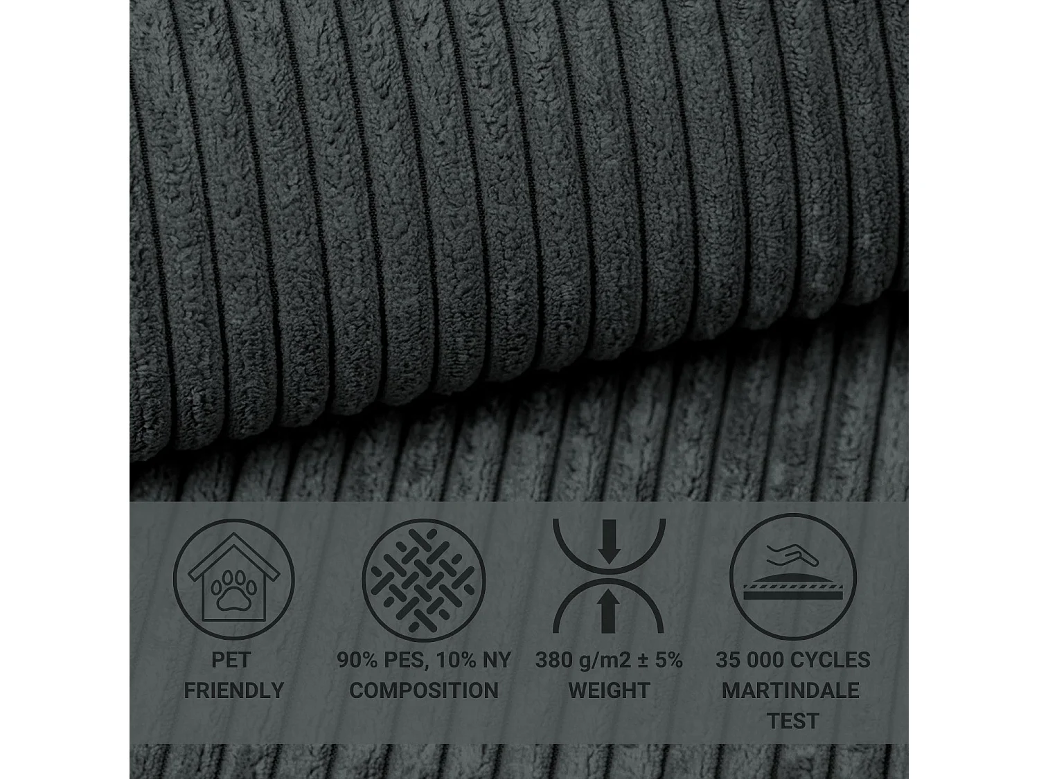 Canapé convertible Skont - velours - 3 places - gris acier