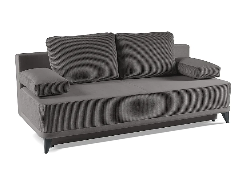 Schlafsofa Skont - Samtstoff - Drei-Personen - dunkelgrau