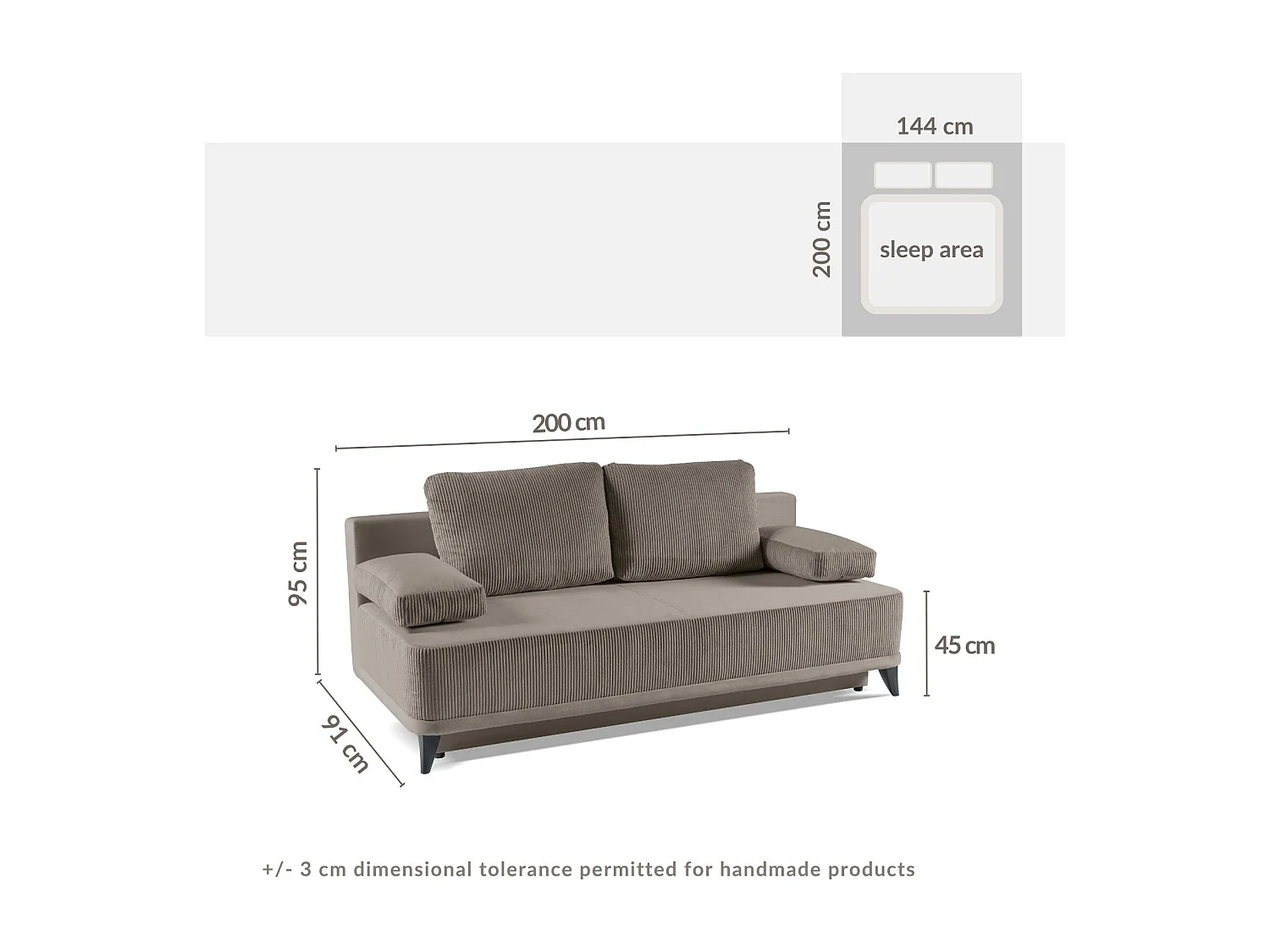Schlafsofa Skont - Samtstoff - Drei-Personen - dunkelgrau