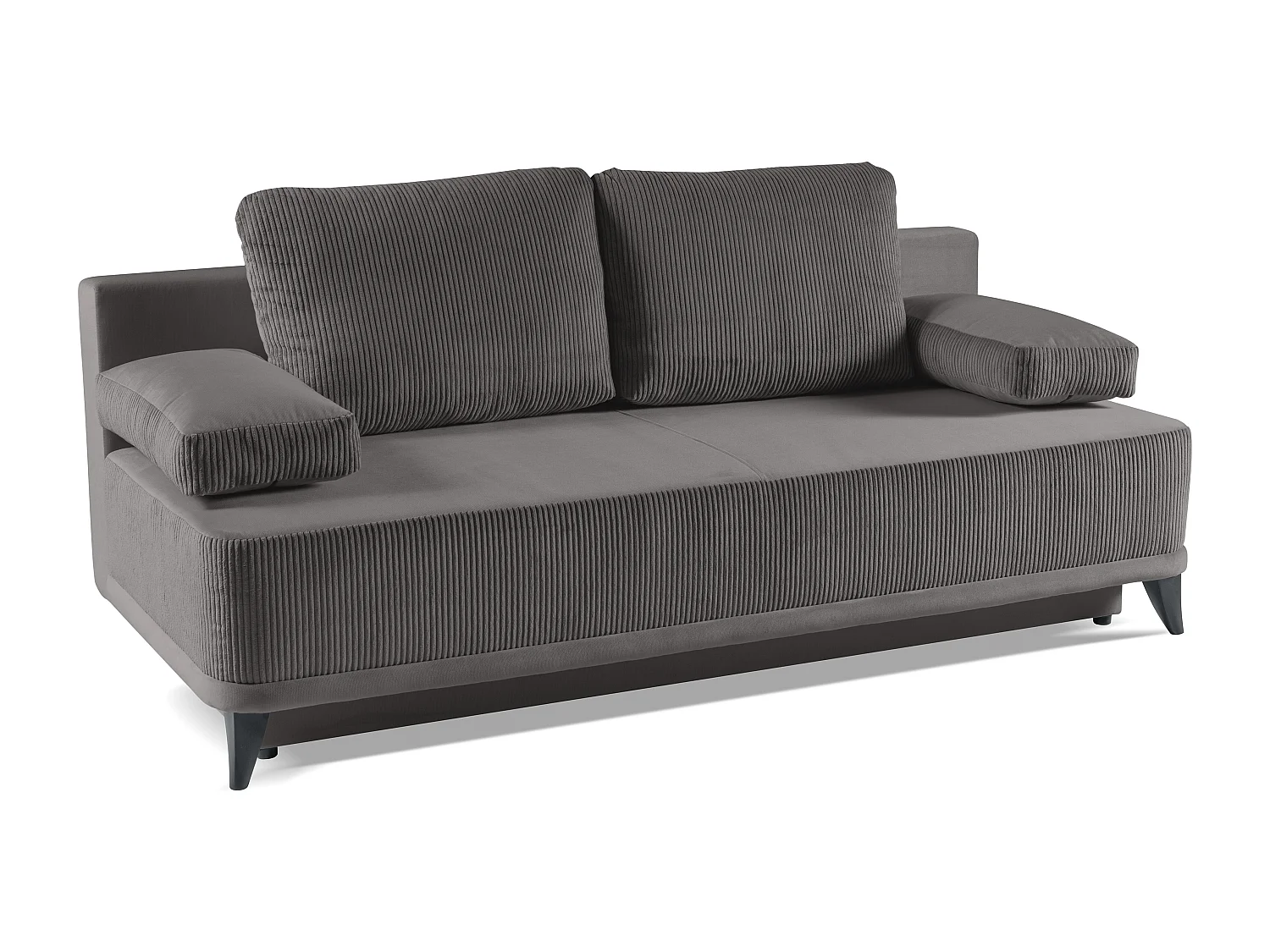 Canapé convertible Skont - velours - 3 places - gris foncé
