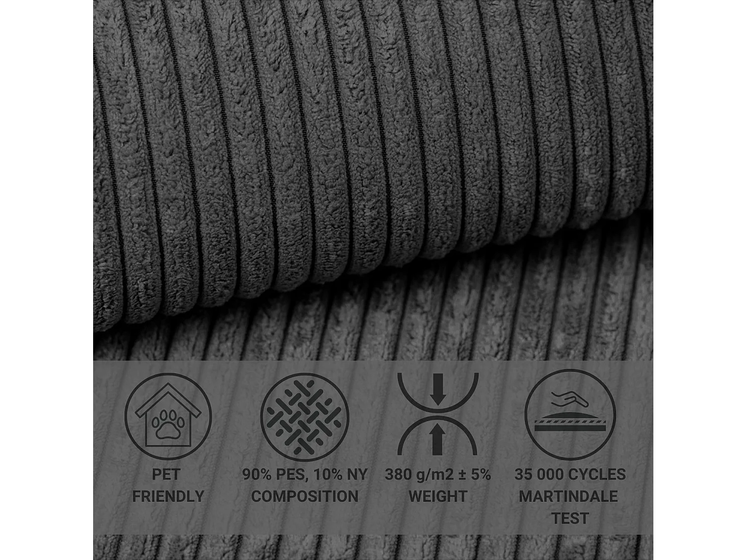 Canapé convertible Skont - velours - 3 places - gris foncé