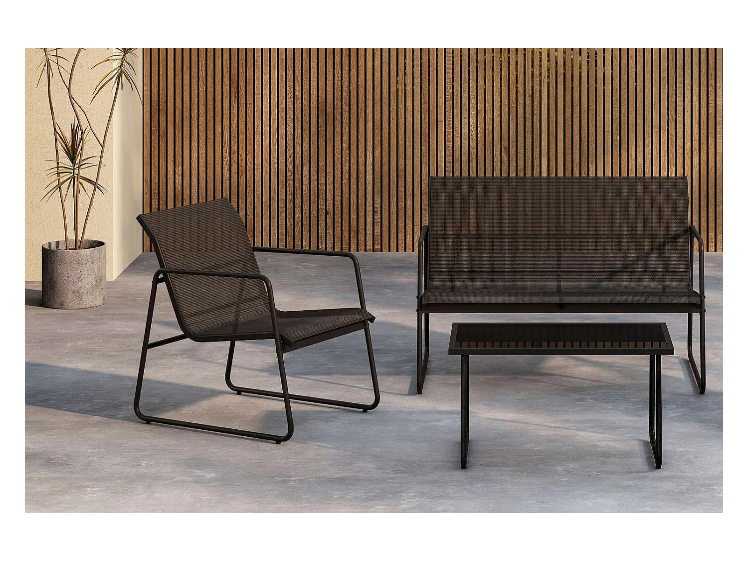 Salon de Jardin 4 Places "Scopello" 110cm Noir