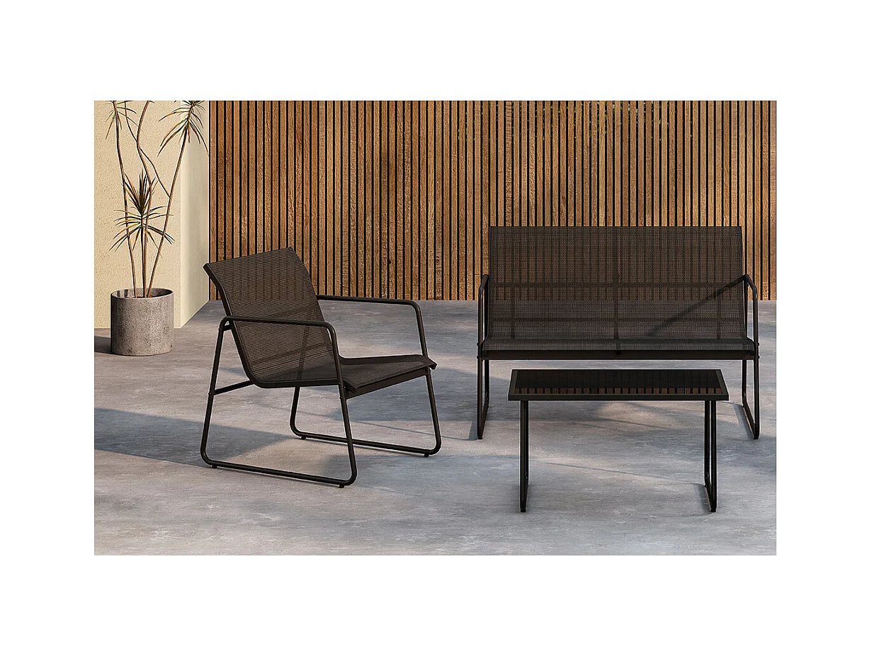 Salon de Jardin 4 Places "Scopello" 110cm Noir