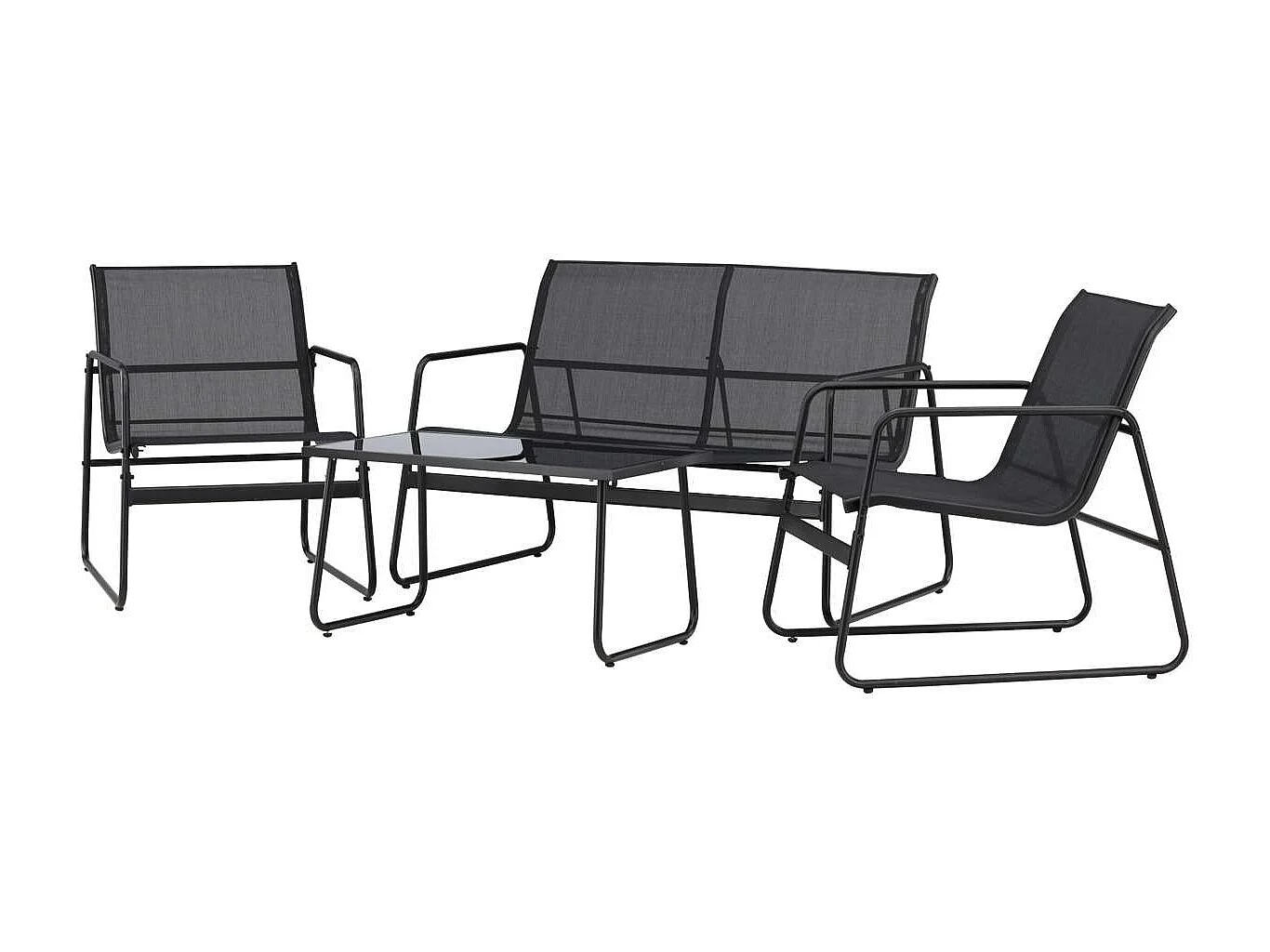 Salon de Jardin 4 Places "Scopello" 110cm Noir