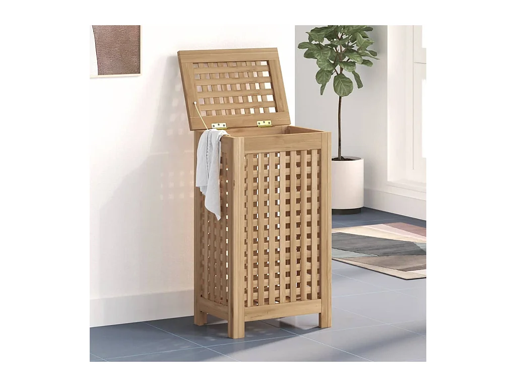 Bac à linge 35x25x60 cm bois de teck massif