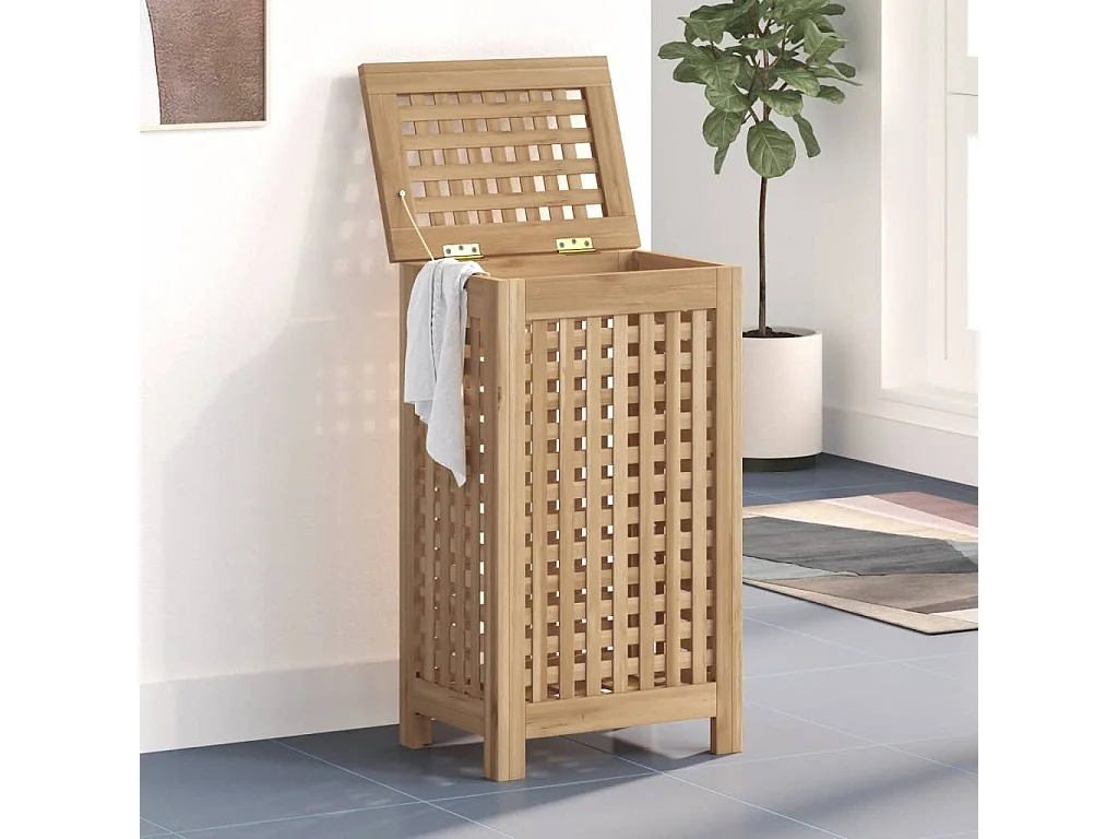 Bac à linge 35x25x60 cm bois de teck massif