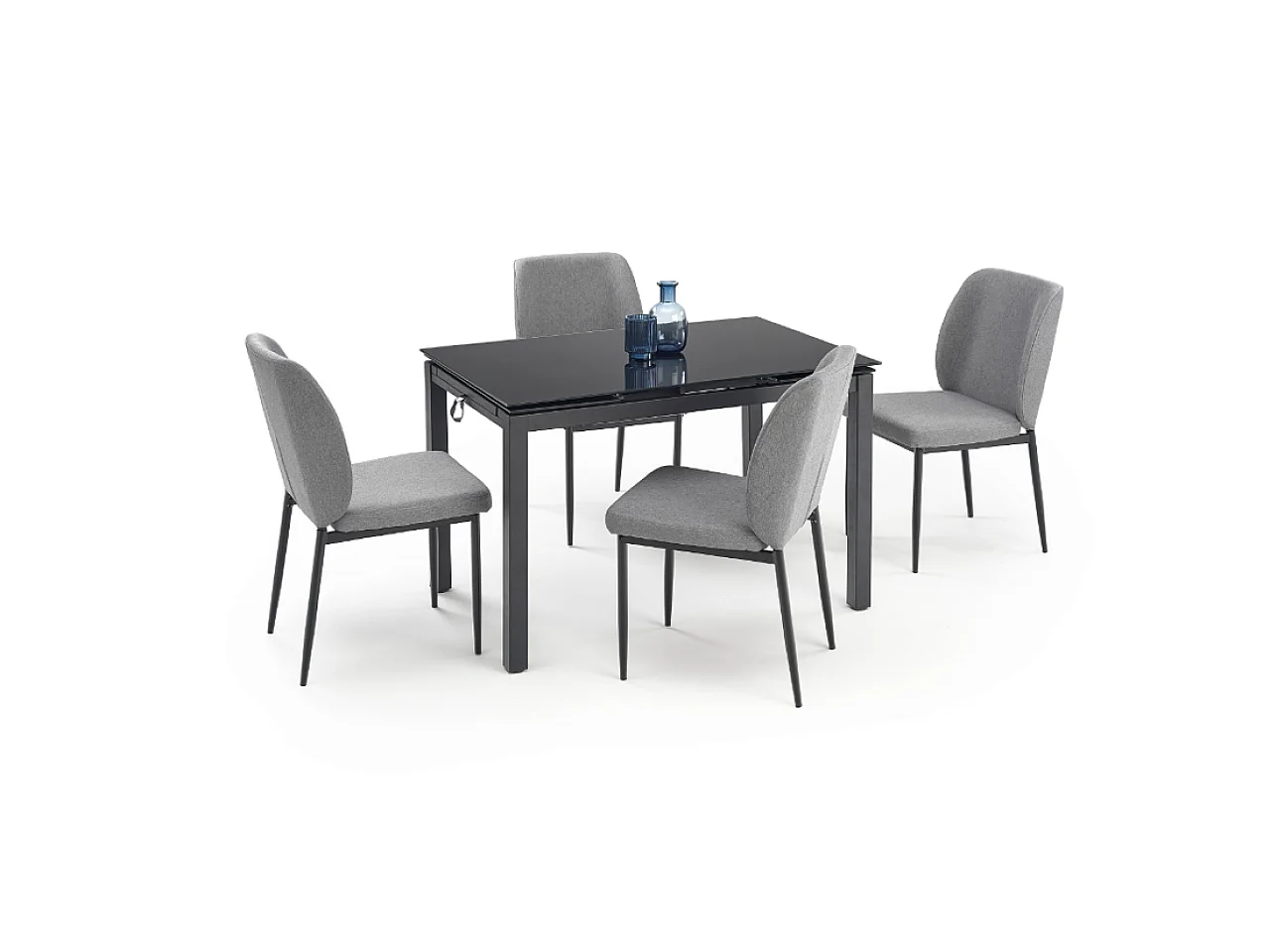 Esstisch Set Jasper (70x110-170)/Erweiterbar/inkl.Stühle/Schwarz&Grau