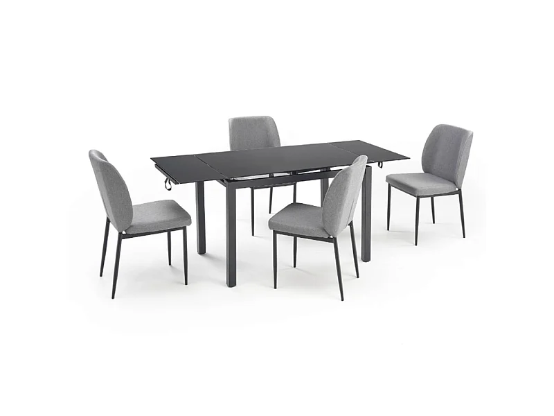 Esstisch Set Jasper (70x110-170)/Erweiterbar/inkl.Stühle/Schwarz&Grau