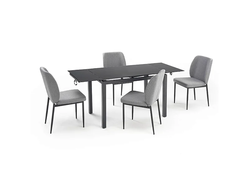 Esstisch Set Jasper (70x110-170)/Erweiterbar/inkl.Stühle/Schwarz&Grau