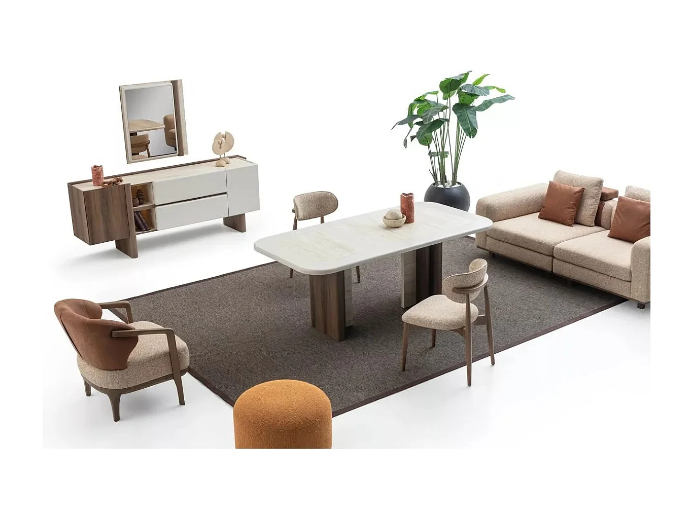 Esstisch Praga (100x200)/Beige&Braun