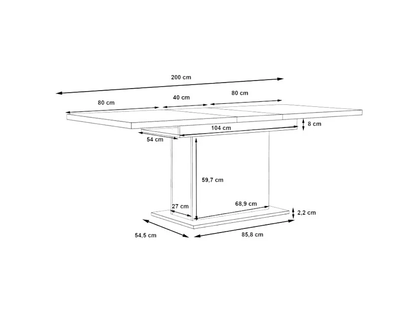 Esstisch Riciano (90x160-200)/Erweiterbar/Braun&Weiss