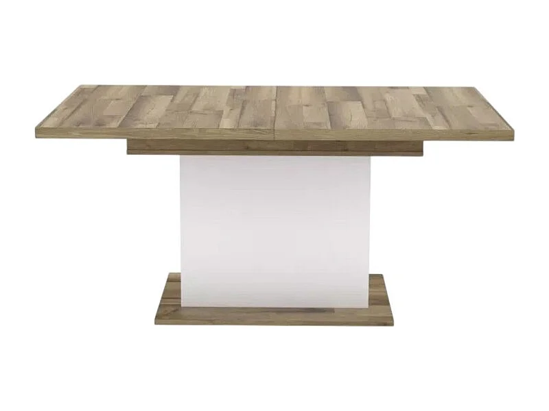 Table à manger Riciano (90x160-200)/Extensible/Marron et Blanc