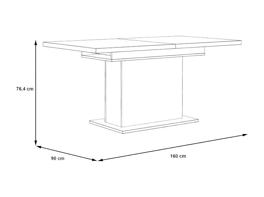 Table à manger Riciano (90x160-200)/Extensible/Marron et Blanc