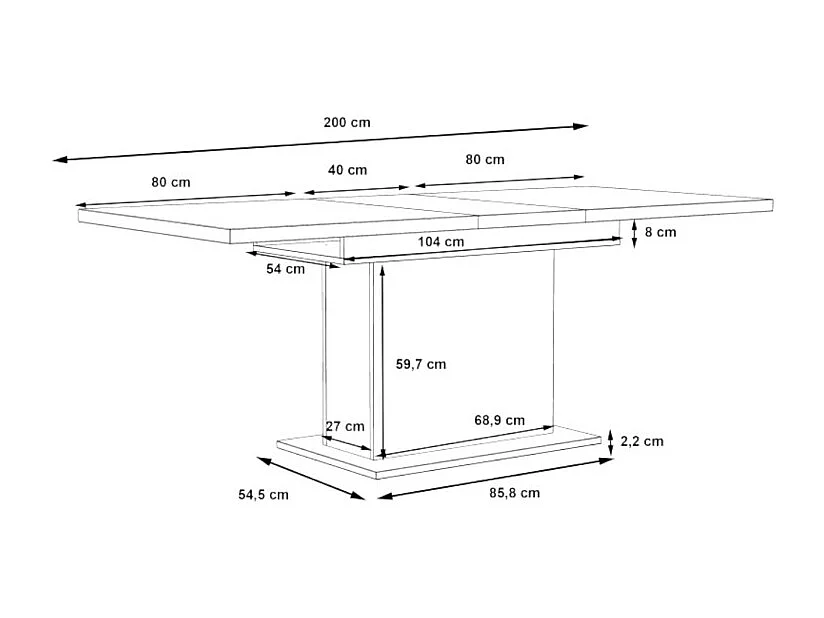 Table à manger Riciano (90x160-200)/Extensible/Marron et Blanc
