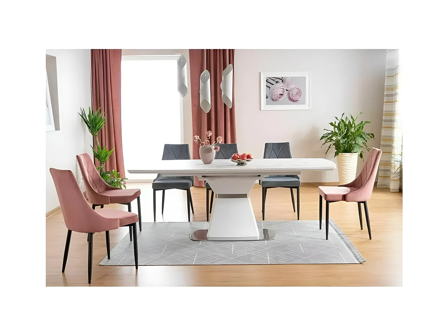 Table à manger Saturn (90x160-210)/Extensible/Céramique et MDF/Blanc