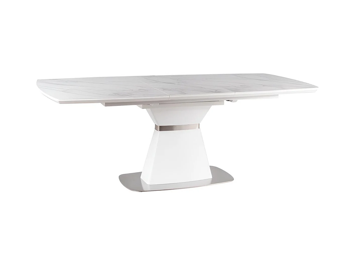 Table à manger Saturn (90x160-210)/Extensible/Céramique et MDF/Blanc
