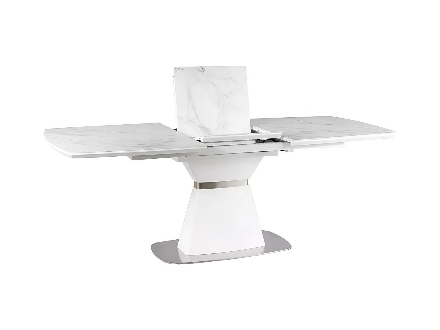 Table à manger Saturn (90x160-210)/Extensible/Céramique et MDF/Blanc