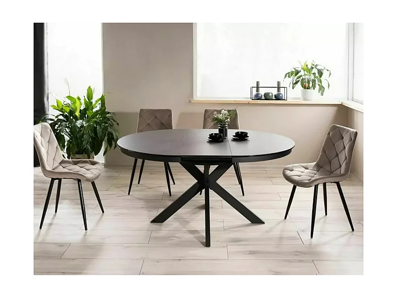 Table à manger Porto (120-160x76)/Céramique et verre/Extensible/Noir