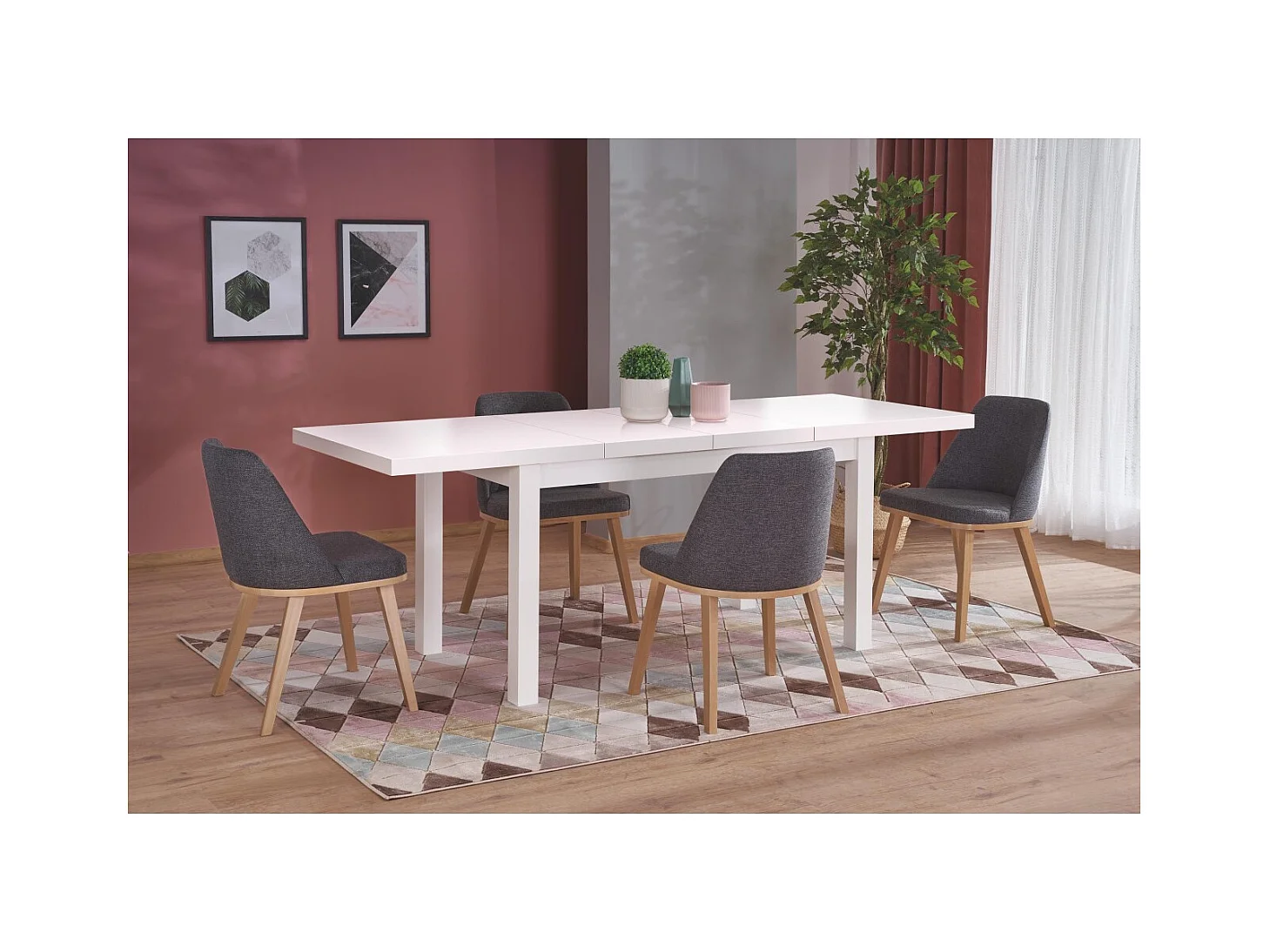 Table à manger Tiago (80x140-220)/Extensible/MDF/Blanc