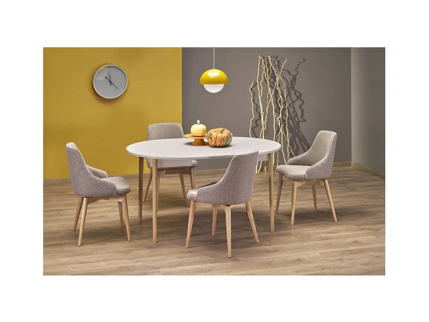 Table à manger Pivot (102x102-142)/Extensible/Marron&Blanc