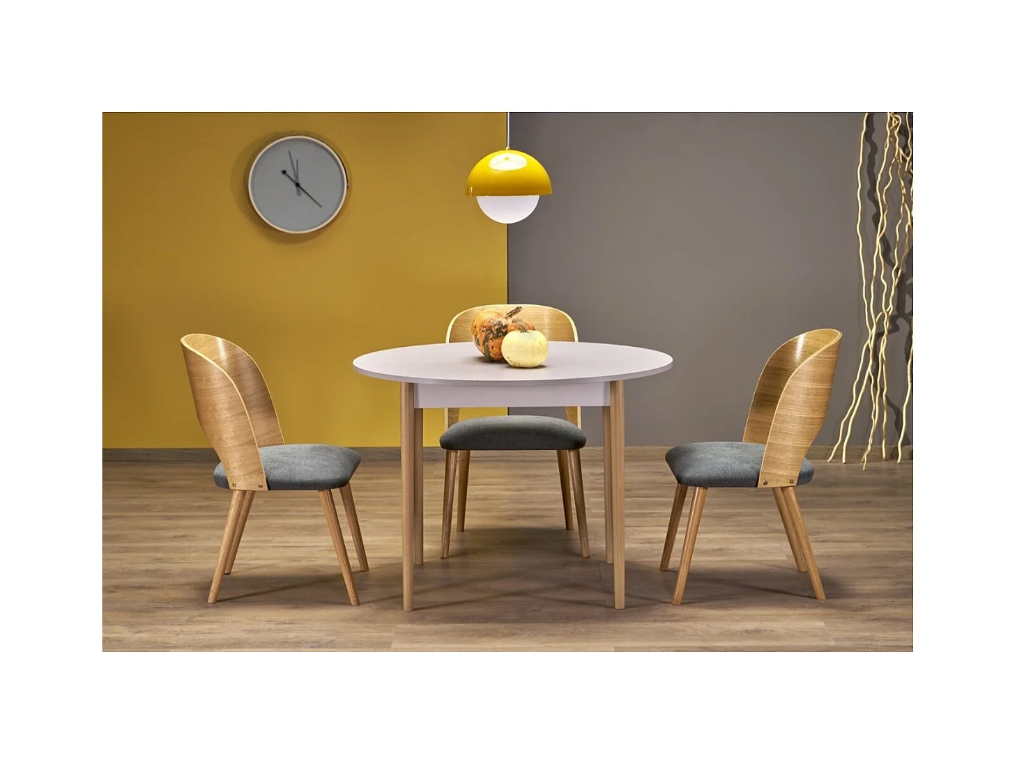 Table à manger Pivot (102x102-142)/Extensible/Marron&Blanc