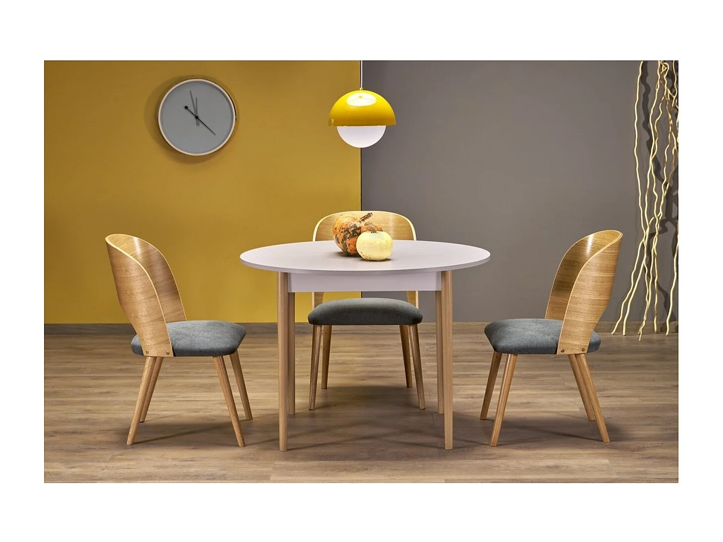 Esstisch Pivot (102x102-142)/Erweiterbar/Braun&Weiss