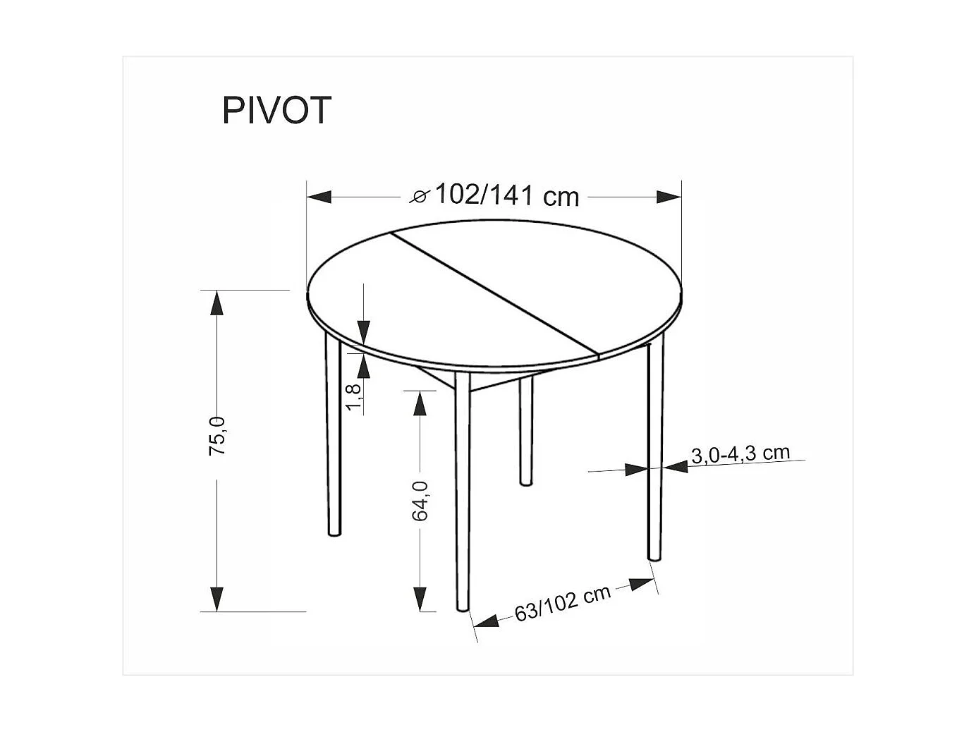 Esstisch Pivot (102x102-142)/Erweiterbar/Braun&Weiss