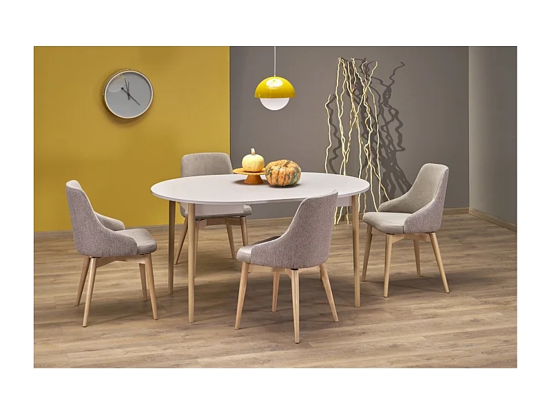 Esstisch Pivot (102x102-142)/Erweiterbar/Braun&Weiss