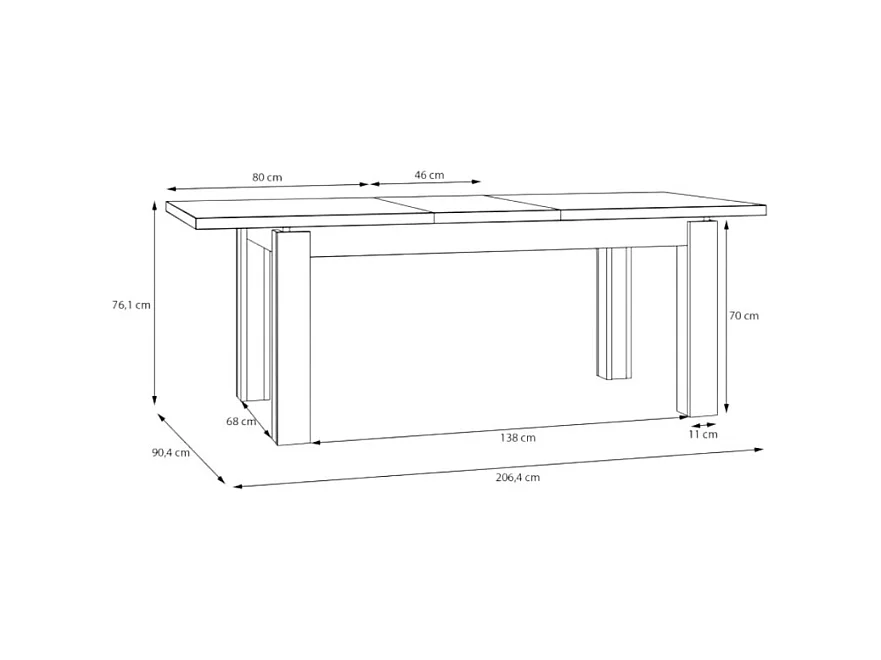 Esstisch Scver (90x160-206)/Erweiterbar/Holzplatte/Beige&Braun