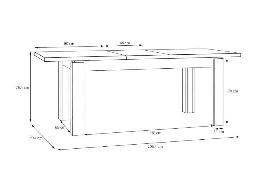 Esstisch Scver (90x160-206)/Erweiterbar/Holzplatte/Beige&Braun