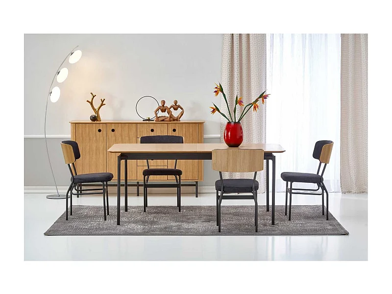 Esstisch Smart (100x170-250)/Erweiterbar/Braun&Schwarz