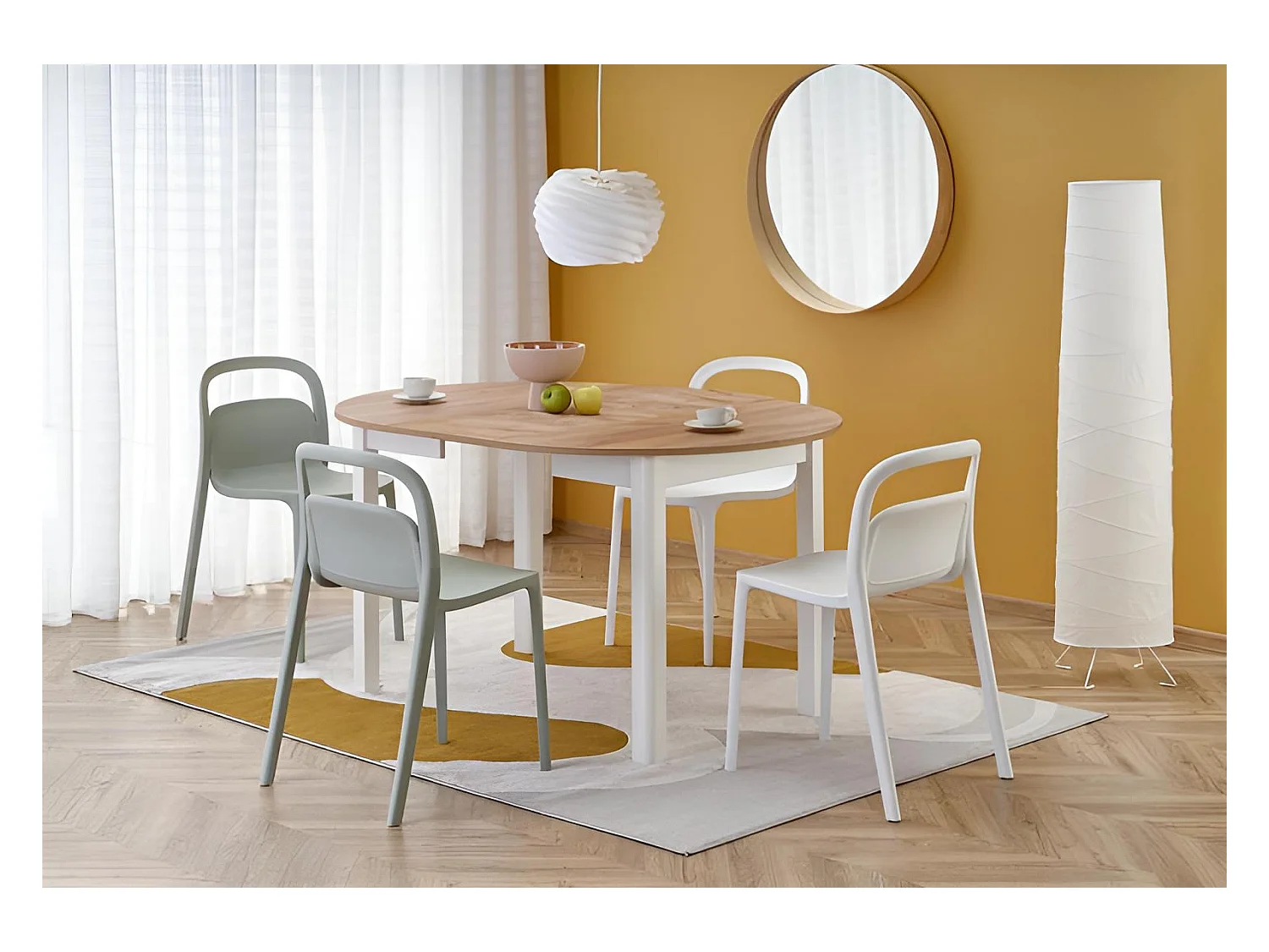 Esstisch Ringo O (102x102-142)/Erweiterbar/Braun&Weiss