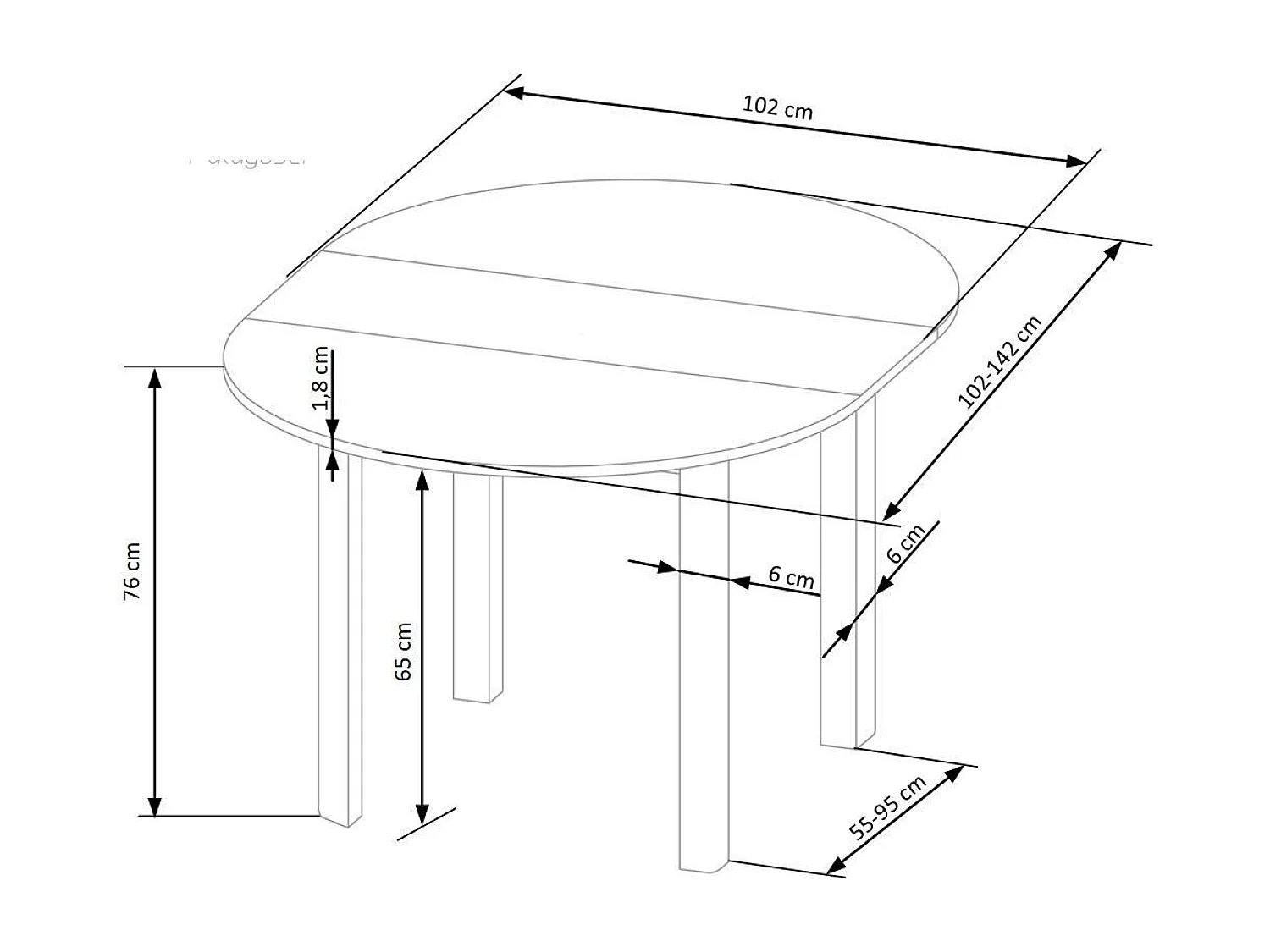 Tavolo da pranzo Ringo O (102x102-142)/Marrone