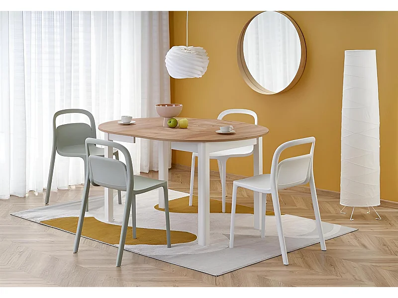 Tavolo da pranzo Ringo O (102x102-142)/Allungabile/Marrone e Bianco