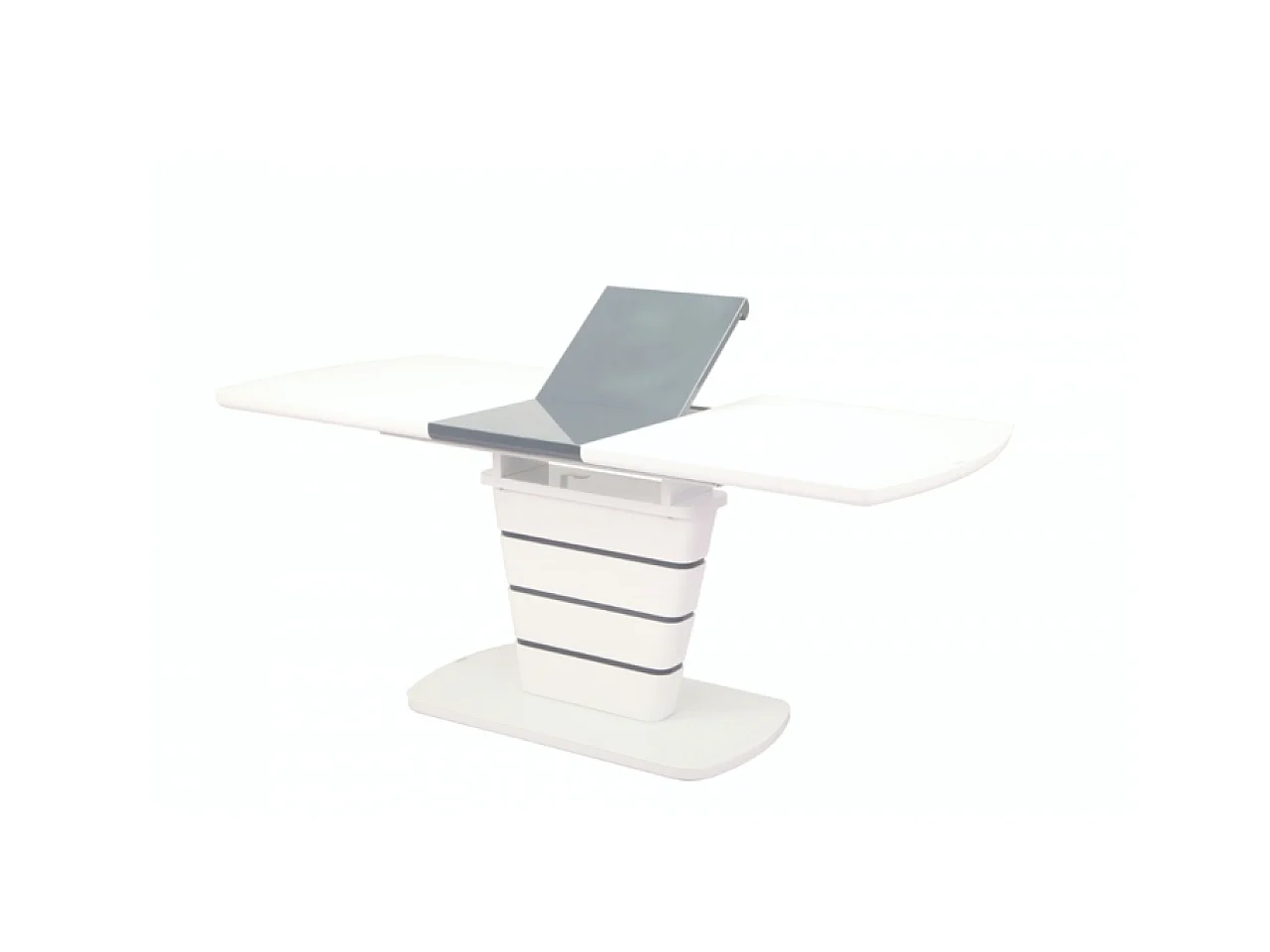 Table à manger Ronix L (80x160-200)/Extensible/MDF/Blanc et Anthracite